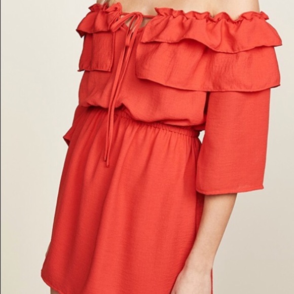 Jack by BB Dakota Women's Bowser Off The Shoulder Poppy Red Dress, Size XS - Picture 4 of 16